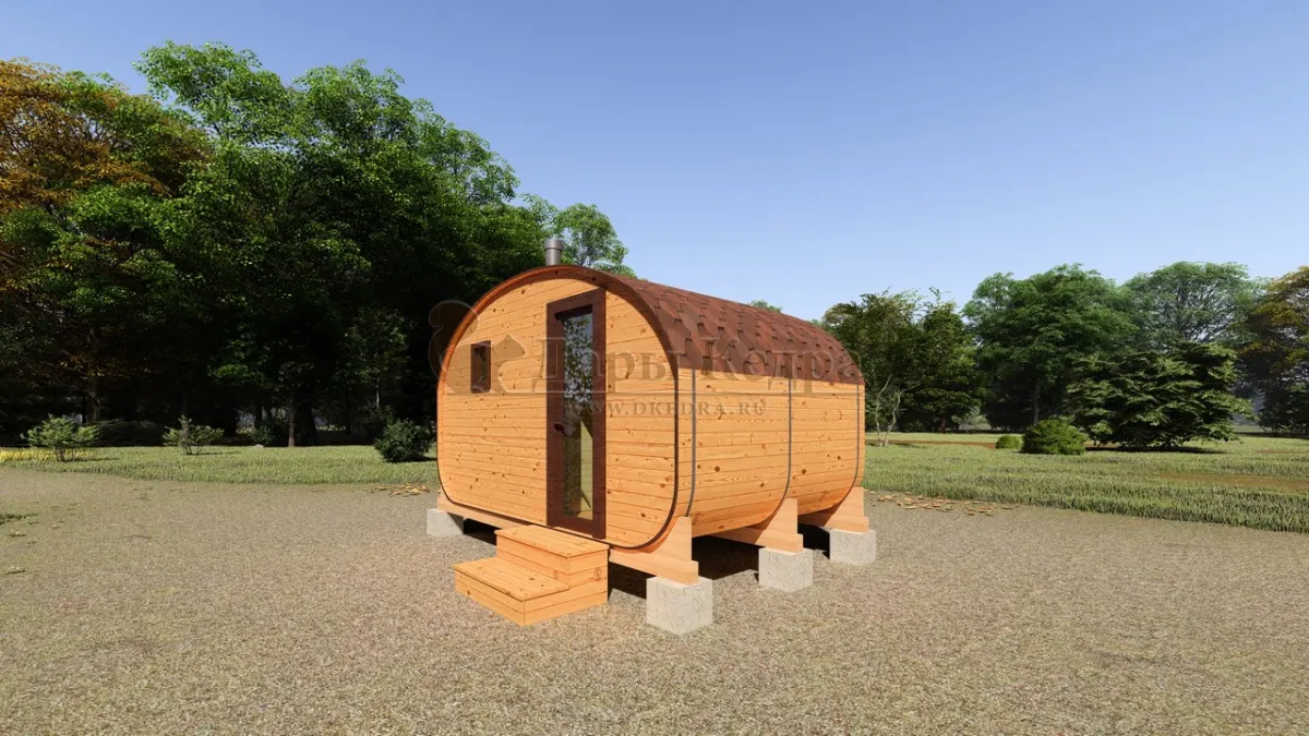 Баня-бочка «Гипоид» из кедра 4х2,2 метра