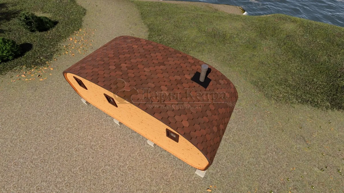 Баня-бочка «Гипоид» из кедра 6х2,2 метра