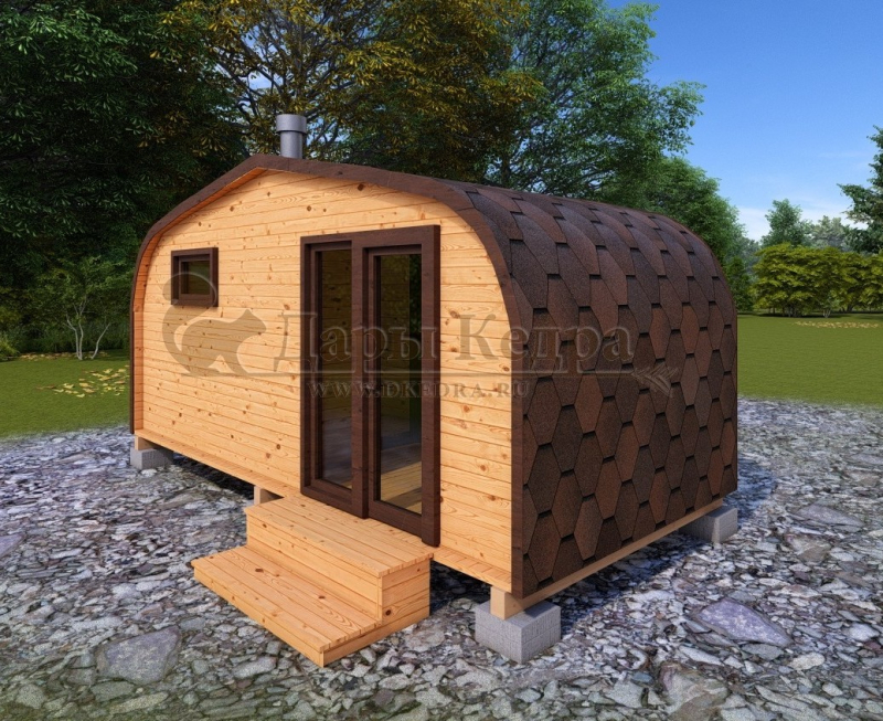 Баня «Викинг» из кедра 5х2,2 м с боковым входом Баня «Викинг» из кедра 5х2,2 м с боковым входом